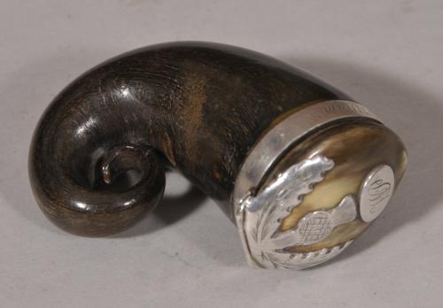 S/5742 Antique 19th Century Scottish Horn Snuff Mull