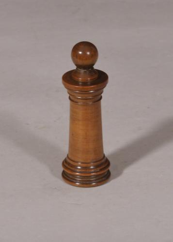 S/5753 Antique Treen 19th Century Mid Victorian Boxwood Needle Case