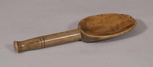 S/5708 Antique Treen 19th Century French Sycamore Dairy Spoon