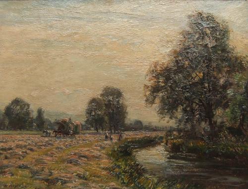 Herbert Royle "Haytime by the Wharfe, Evening" oil painting