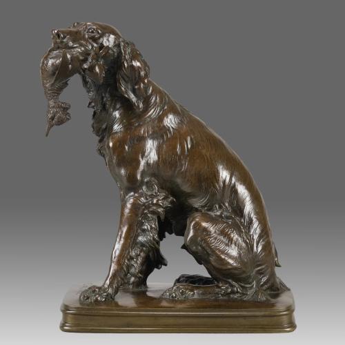 French Animalier Bronze study Entitled 'Setter & Game' by Ferdinand Pautrot 