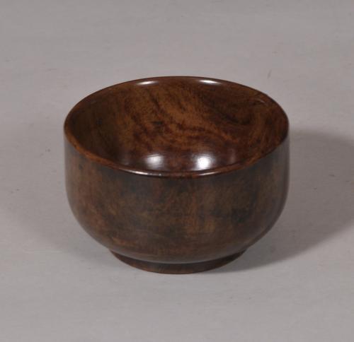 S/5853 Antique Treen Early 19th Century Lignum Vitae Wool Bowl