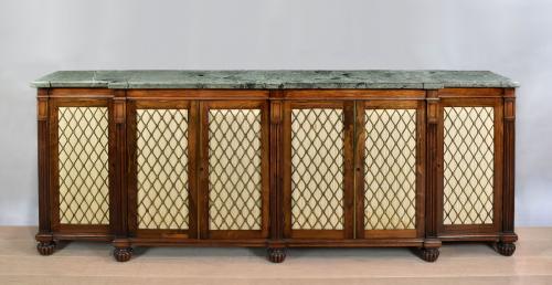 A fine Regency rosewood breakfront side cabinet probably by Gillows, c.1810