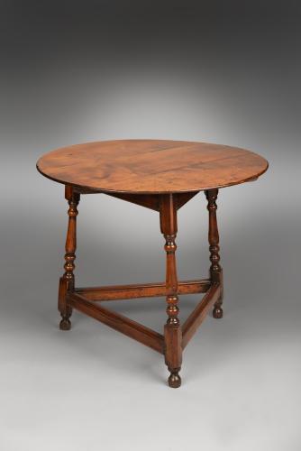 With Baluster Turned Legs, Joined by Stretchers  Solid Honey Coloured Fruitwood  English, c.1770