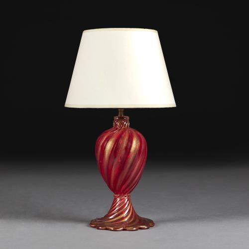 Red and Gold Seguso Lamp