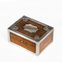 A silver mounted oak box from the ship's timbers of HMS Victor Emmanuel