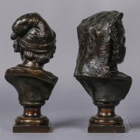 A Pair of Patinated Bronze Busts