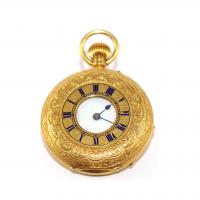 Edwardian 18ct Gold Small Half Hunter Pocket Watch by Russells of ...