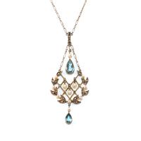 Edwardian Aquamarine and Diamond Necklace c.1915 | BADA