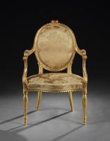 George III Chippendale Period Giltwood Armchairs