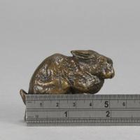 French Animalier Bronze Study Entitled "Crouched Rabbit" by Alfred Dubucand 